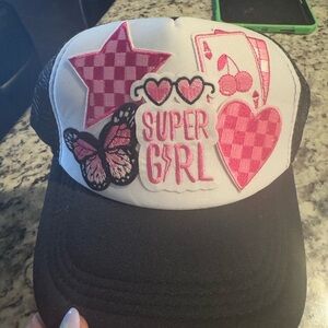 Super Girl Pink and Black Trucker Hat